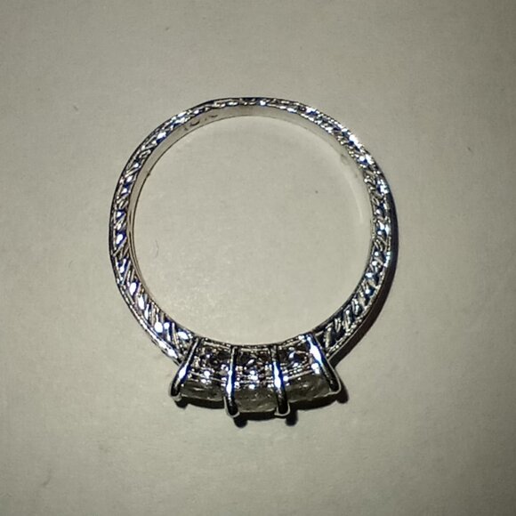 REDUCED!  Antique Style Three-Stone Diamond Ring - Picture 4 of 6